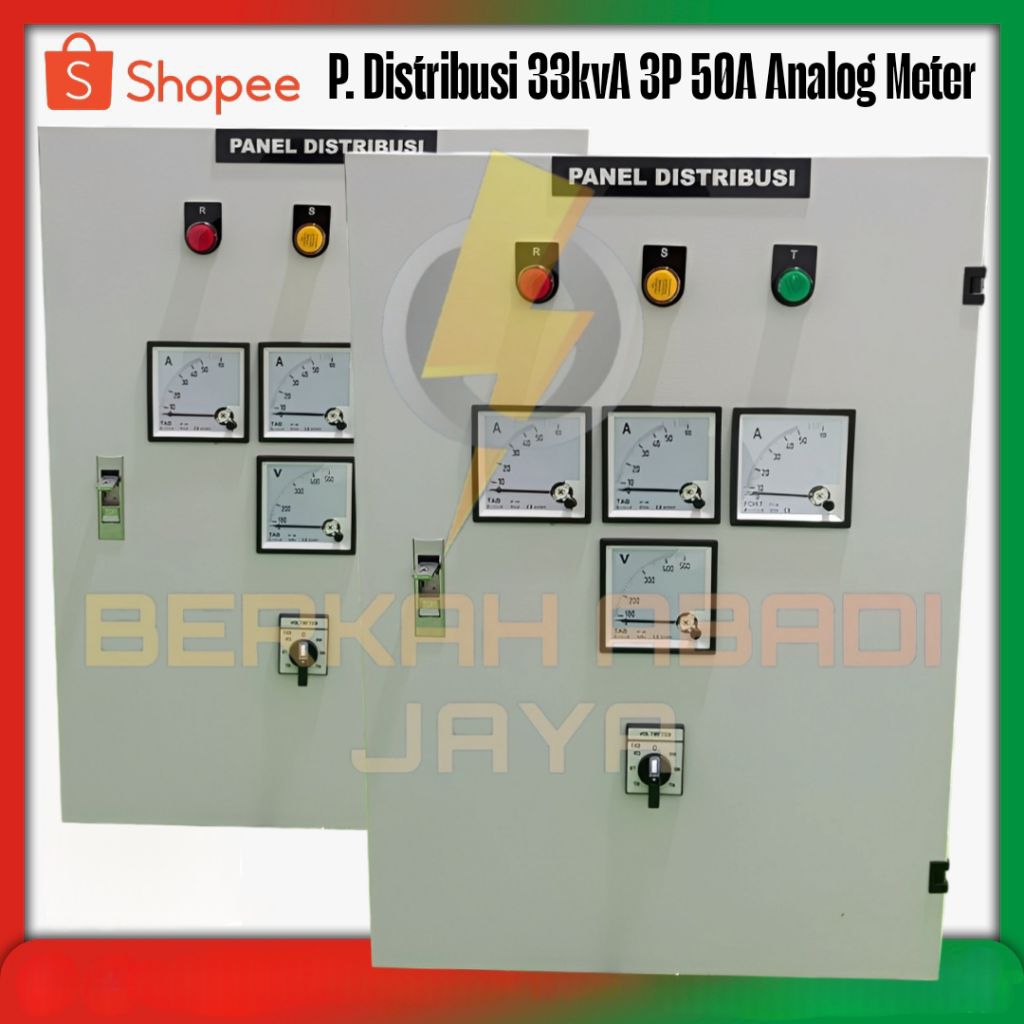 panel distribusi 33kvA 3phase 50a analog meter + arrester