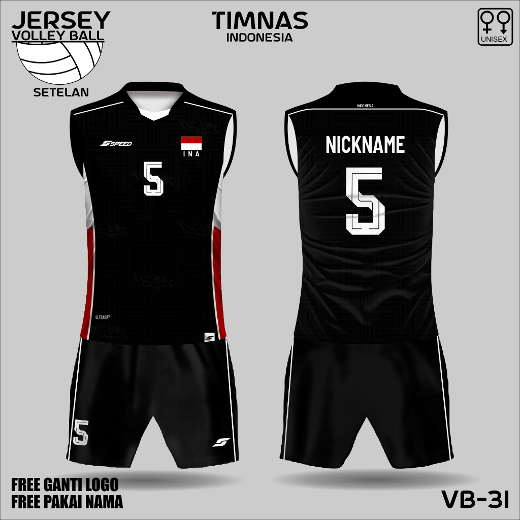 Setelan singlet baju olahraga voli Jersey volly kaos volley ball