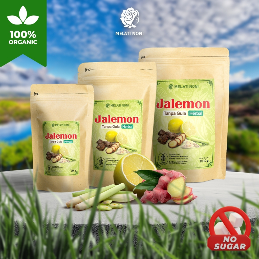 Jalemon Herbal Jahe Merah Lemon Sereh Bubuk Murni Tanpa Gula Detox Alami Melati Noni