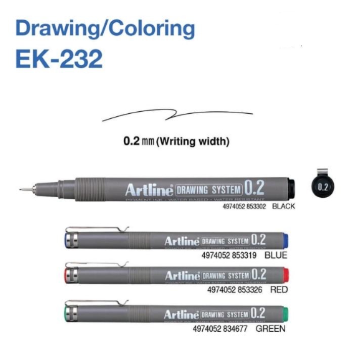 

ARTLINE DRAWING PEN SYSTEM EK-232 0.2MM | PULPEN SPIDOL Artline EK232 Hitam