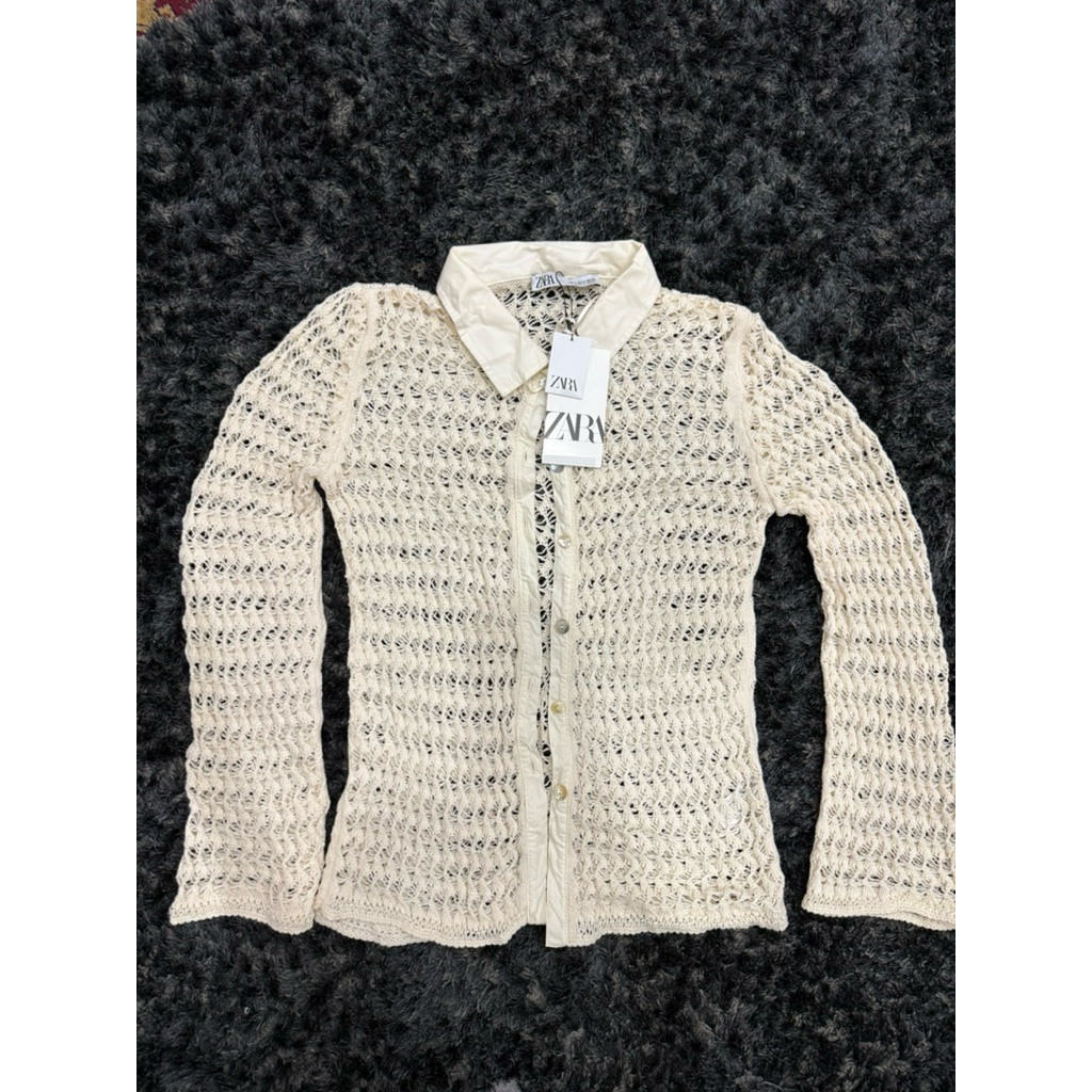 ZARA Pointelle knit cardigan new original