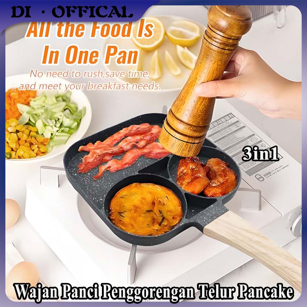 Wajan Panci Penggorengan Telur Pancake 3in1 Non Stick Egg Frying Pan Wajan Teflon Telur Anti Lengket
