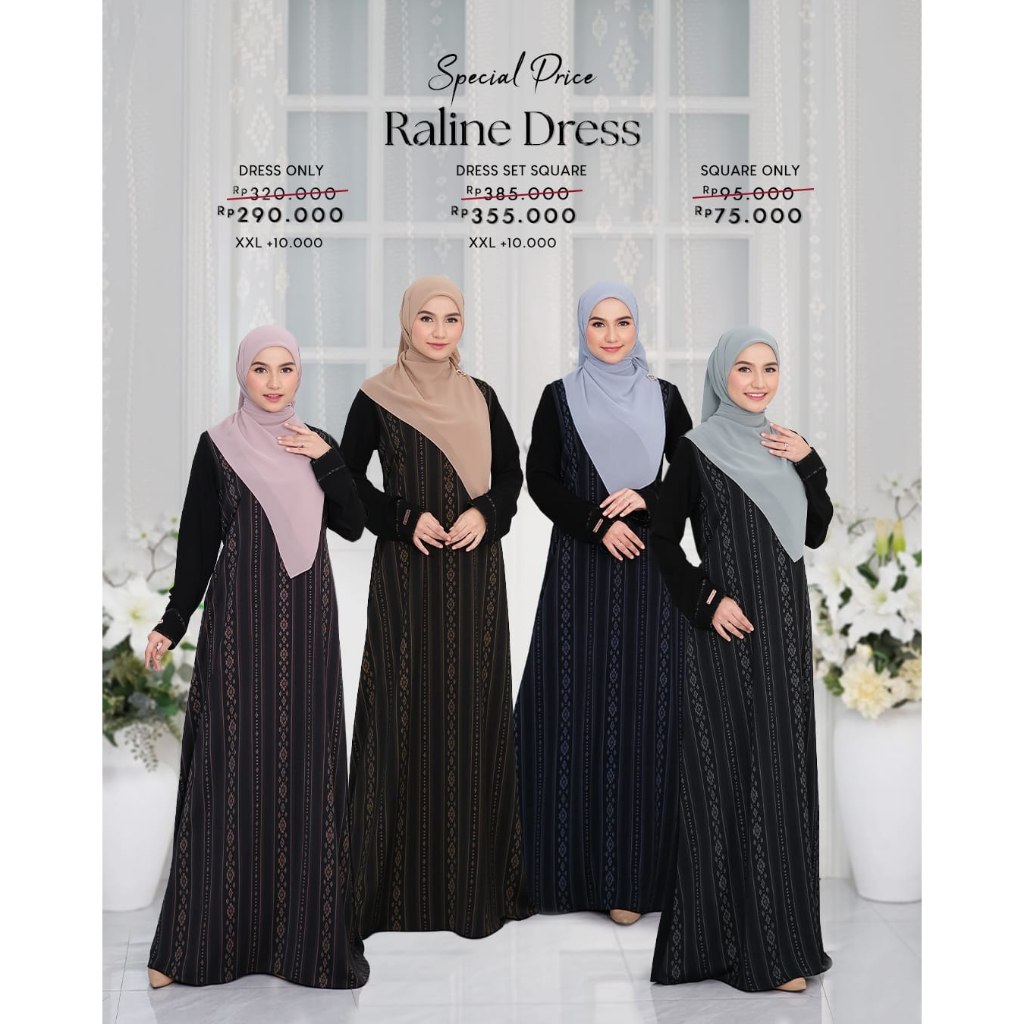 READY Raline Dress By Salvina Hijab | Abaya Jetblack Premium Dress Muslim Wanita Elegan Syari