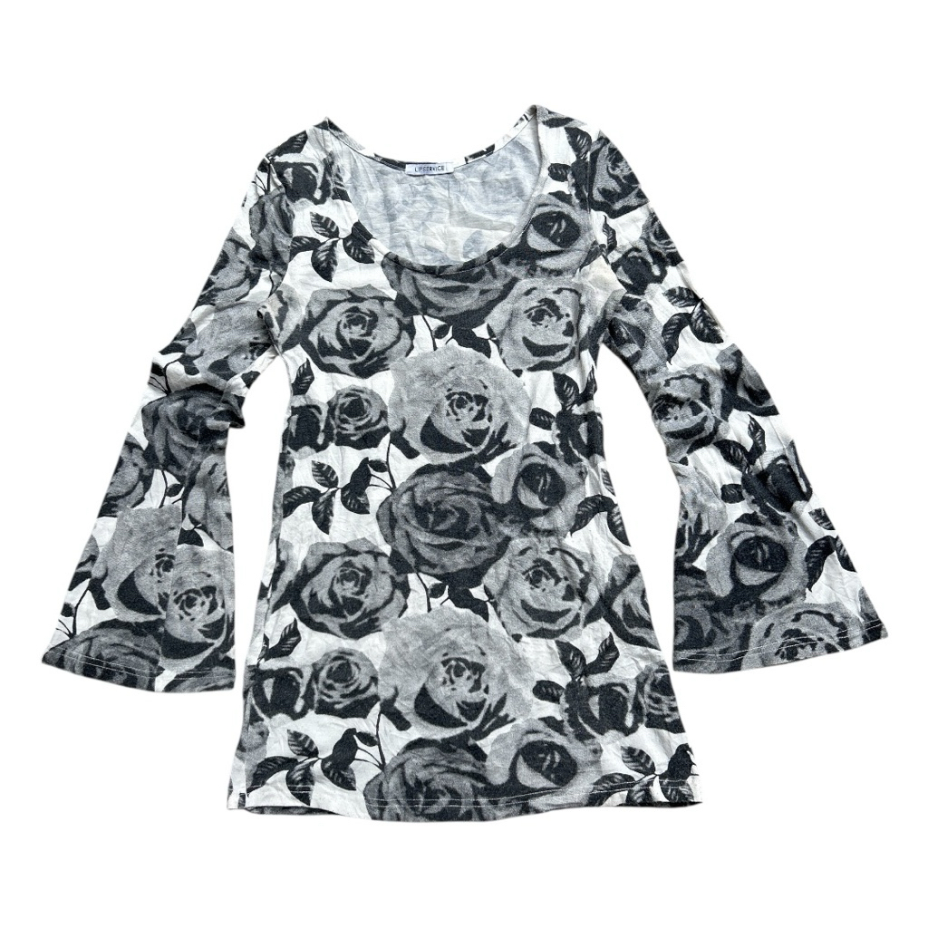Vintage Y2K Lip Service Flowers Design Flare Sleeve Tee