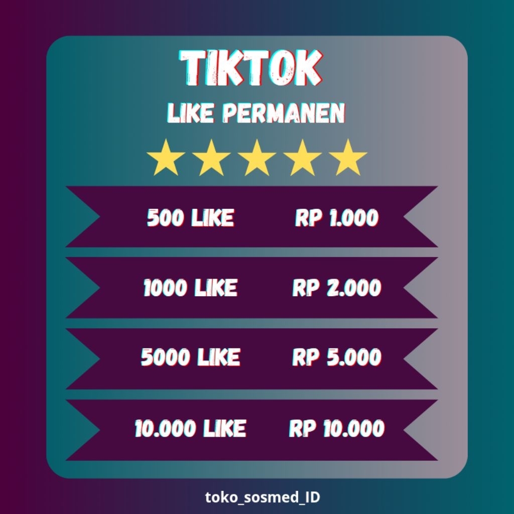 Like Tiktok Permanen Bergaransi & High Quality