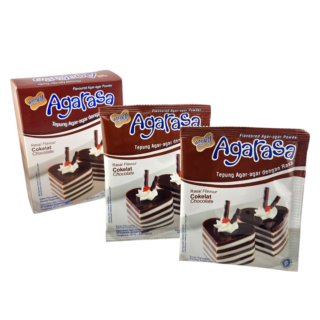 

Agarasa Tepung Agar-Agar dengan Rasa Cokelat BOX - Netto 22 gr x 6 bks