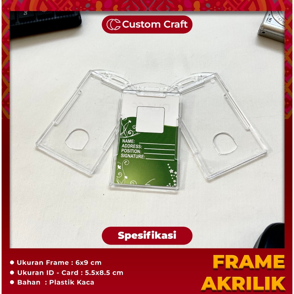 Frame Bening Transparan | Card Holder Akrilik | Case Id Card kaca Transparan