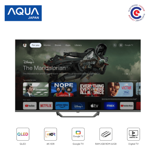 AQUA Elektronik QLED TV 50 Inch AQT50S80EUX - 4K HDR - Google TV - Bezel Less - Gaming TV