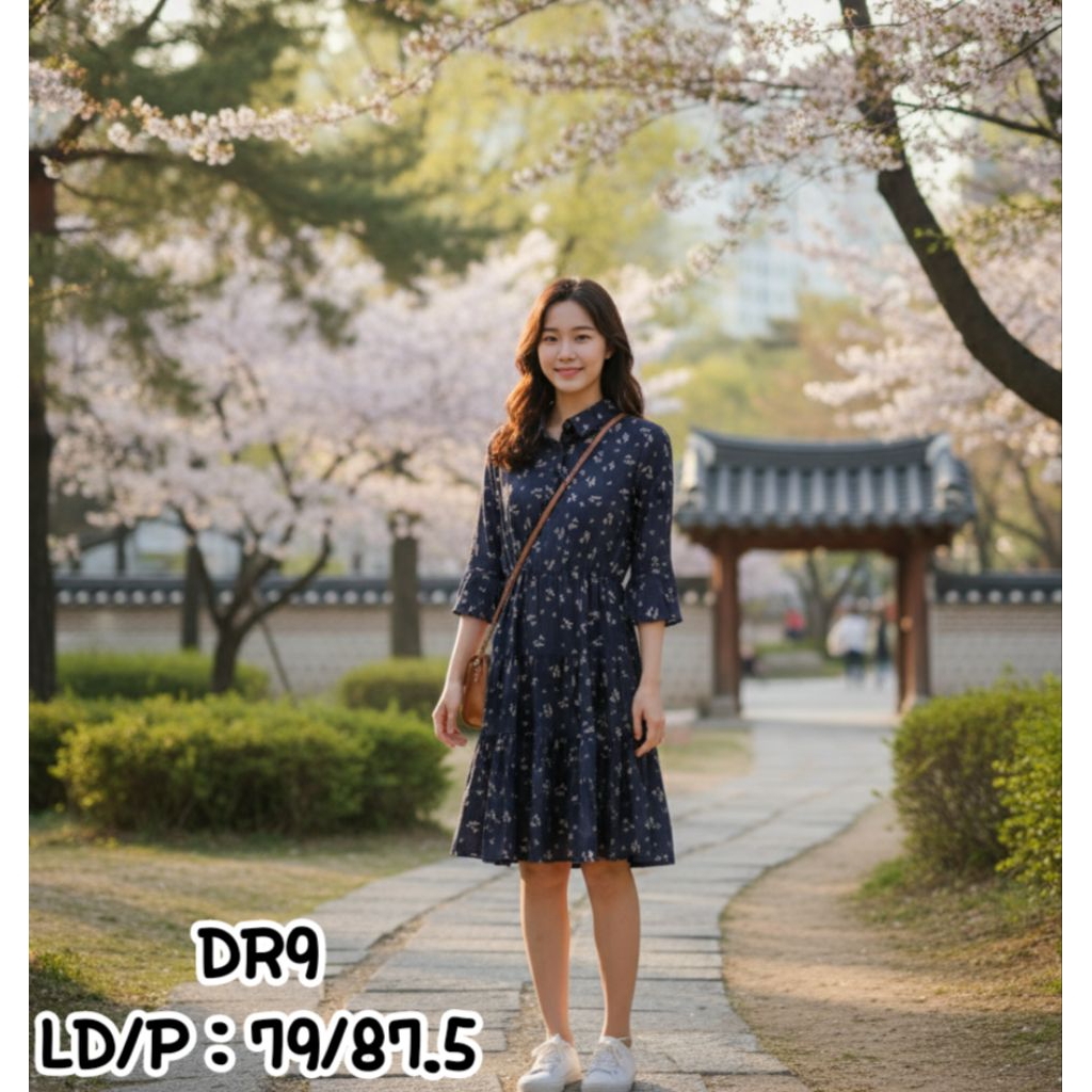 Preloved Vintage Dress Korea motif Bunga