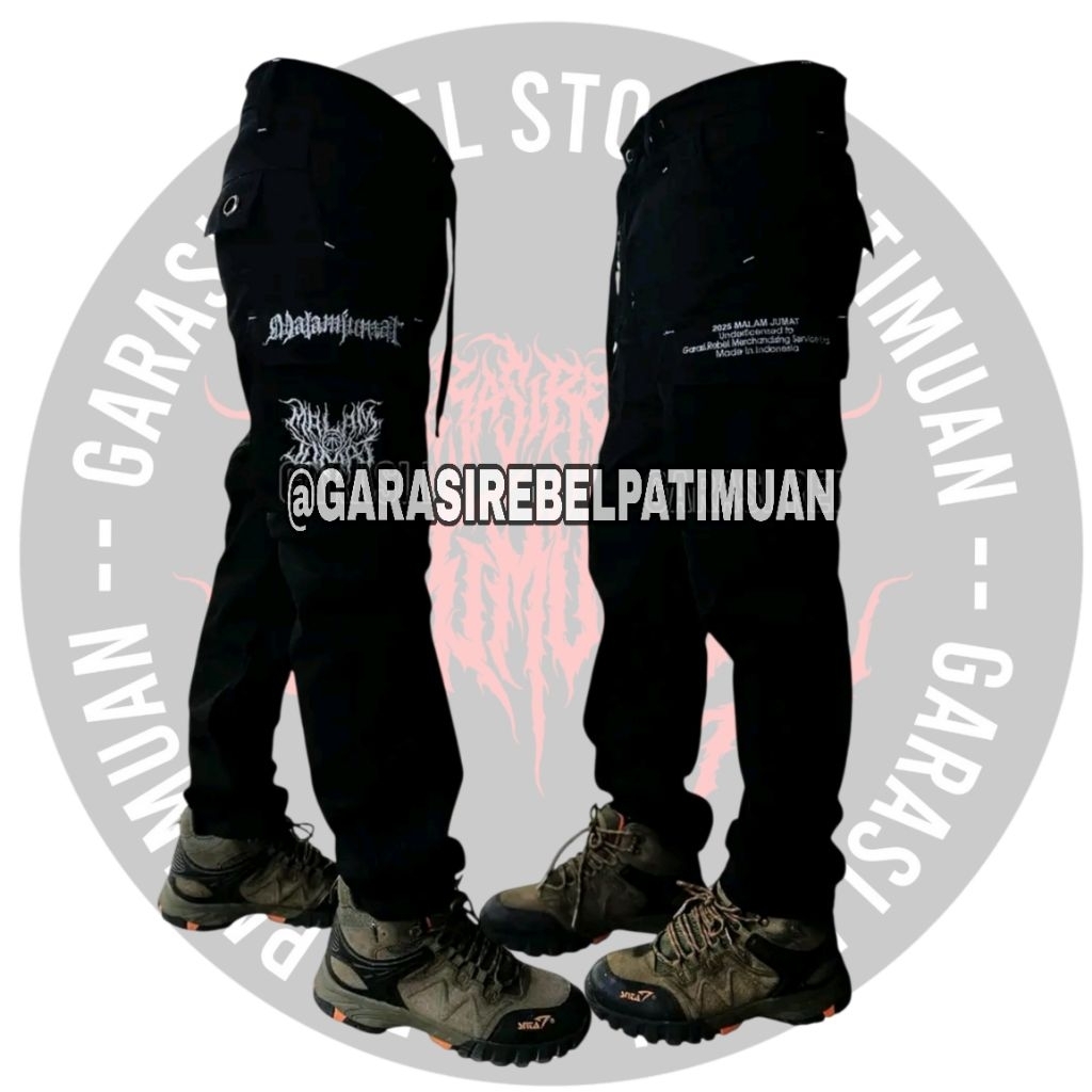 Longpants cargo malam jumat grindcore x garasi rebel distro celana panjang pdl celana kempol