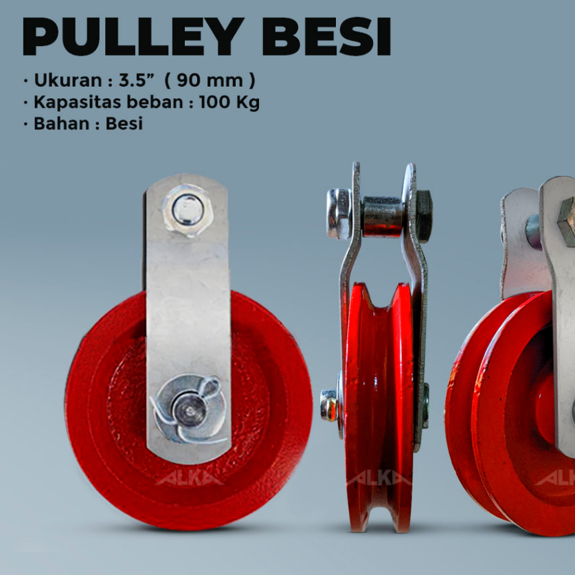 Pulley 3.5 Besar Besi Puli Roda Katrol Naik Turun Tirai Nipel Kandang Ayam Broiler