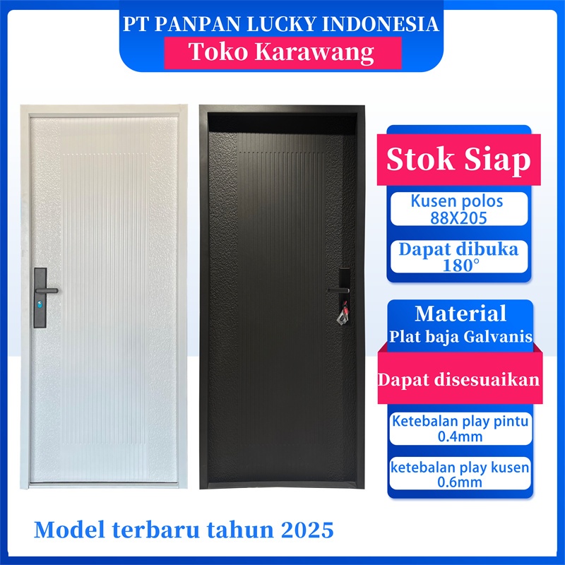 PANPAN - (LUXURY SINGLE PAN) Pintu Baja Single satu set Lengkap Berkualitas / Pintu Utama / Kamar / 
