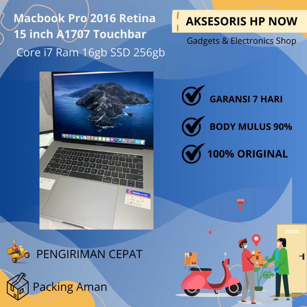 Macbook Pro 2016 Retina 15 inch A1707 Touchbar Core i7 Ram 16gb SSD 256gb Original Second Mulus | AH
