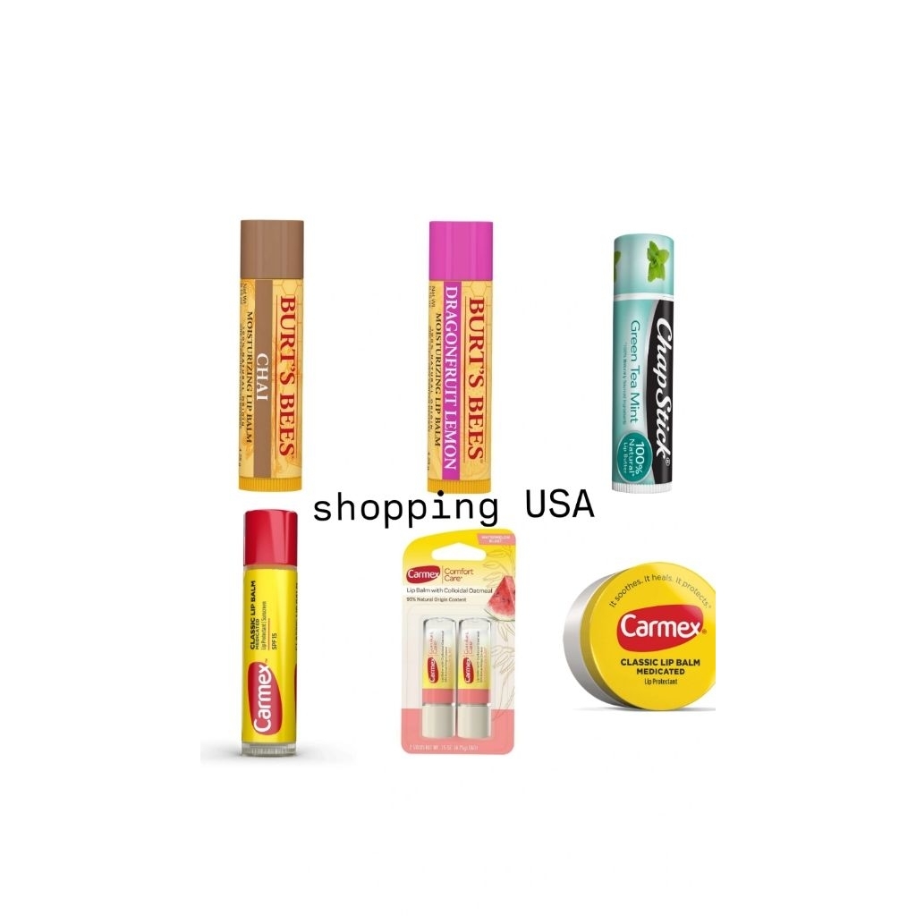carmex Clasik lip balm carmex with colloidal oatmeal burt's bees chaps stick Gren tea mint