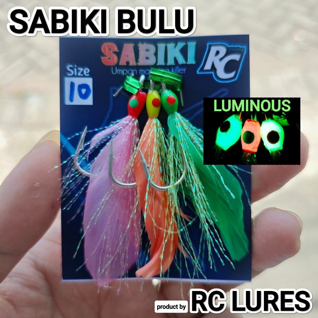3pcs KAIL SABIKI BULU AYAM glow in the dark GID