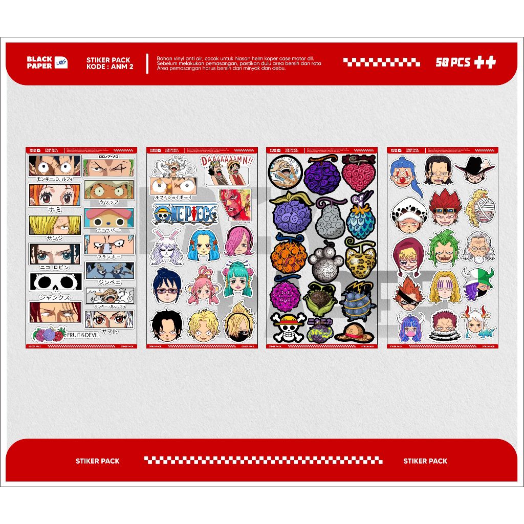 

STIKER PACK ANIME ONE PIECE ISI 50 PCS VYNIL ANTI AIR