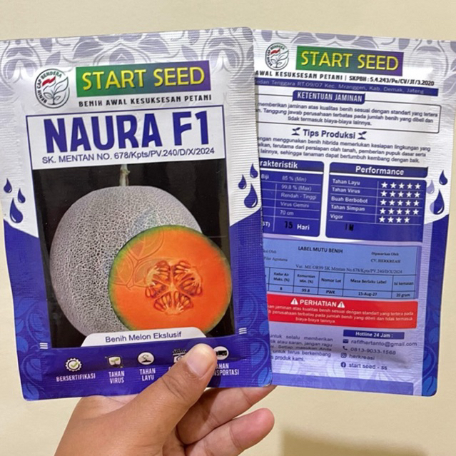 Benih Melon Jumbo NAURA F1 20gram (isi800btr) Tahan virus