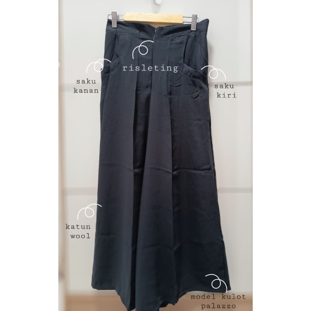 [RANARA] Jiwoo Palazzo Pants Jumbo | Black