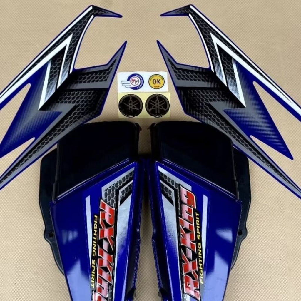 COVER BOK AKI RX KING HITAM FULLSET STRIPING BIRU 2004 TEPONG AKI RX KING BIRU BOK AKI HALUS