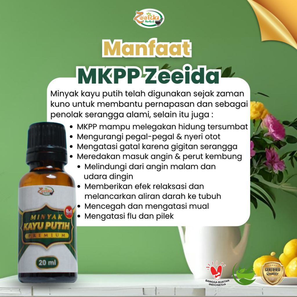 Minyak Kayu Putih Premium 9in1 Zeeida Herbal minyak kayu putih bisa diminum dioles di hirup MKPP