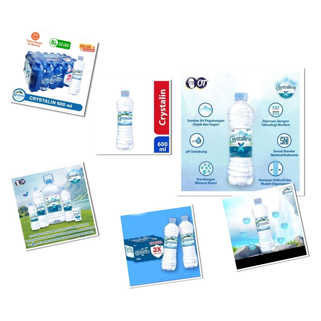 Crystalline Air Mineral 600ml Dus (24 Botol) | Air Pegunungan Segar & pH Seimbang