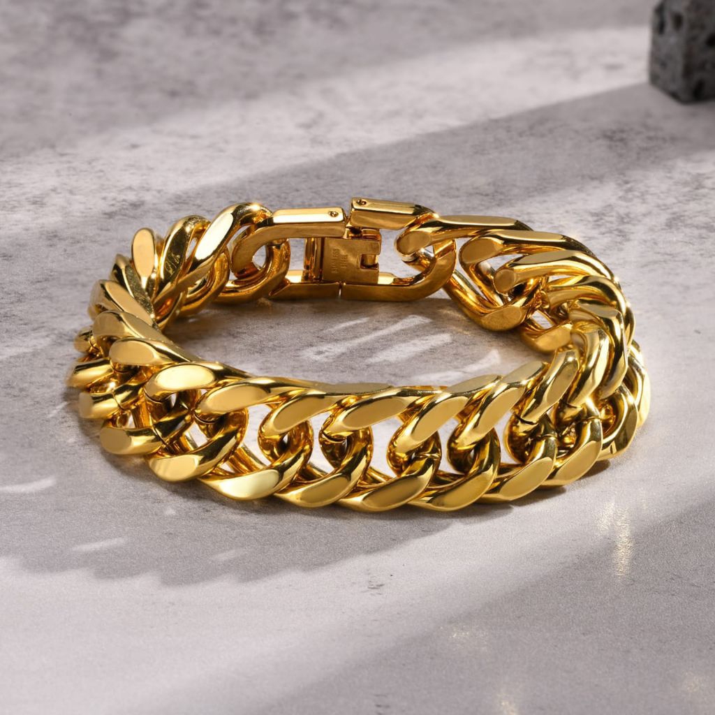 Gelang Rantai Pria & Wanita Titanium Emas Asli Stainless Steel Anti Karat & Anti Pudar Hight Quality
