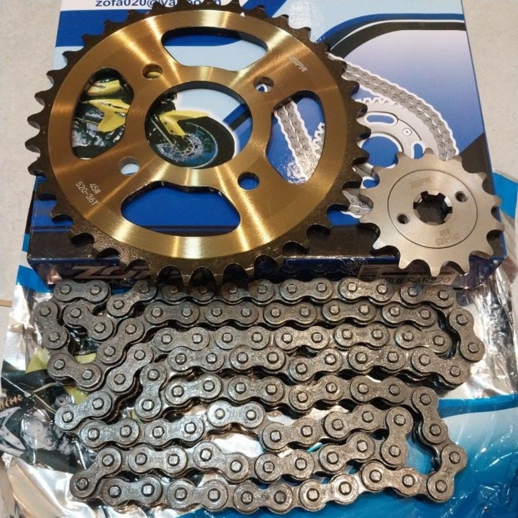 GEAR SET PULSAR 220 - GIR PAKET RANTAI PULSAR 220 TEBAL 520H ZOFA