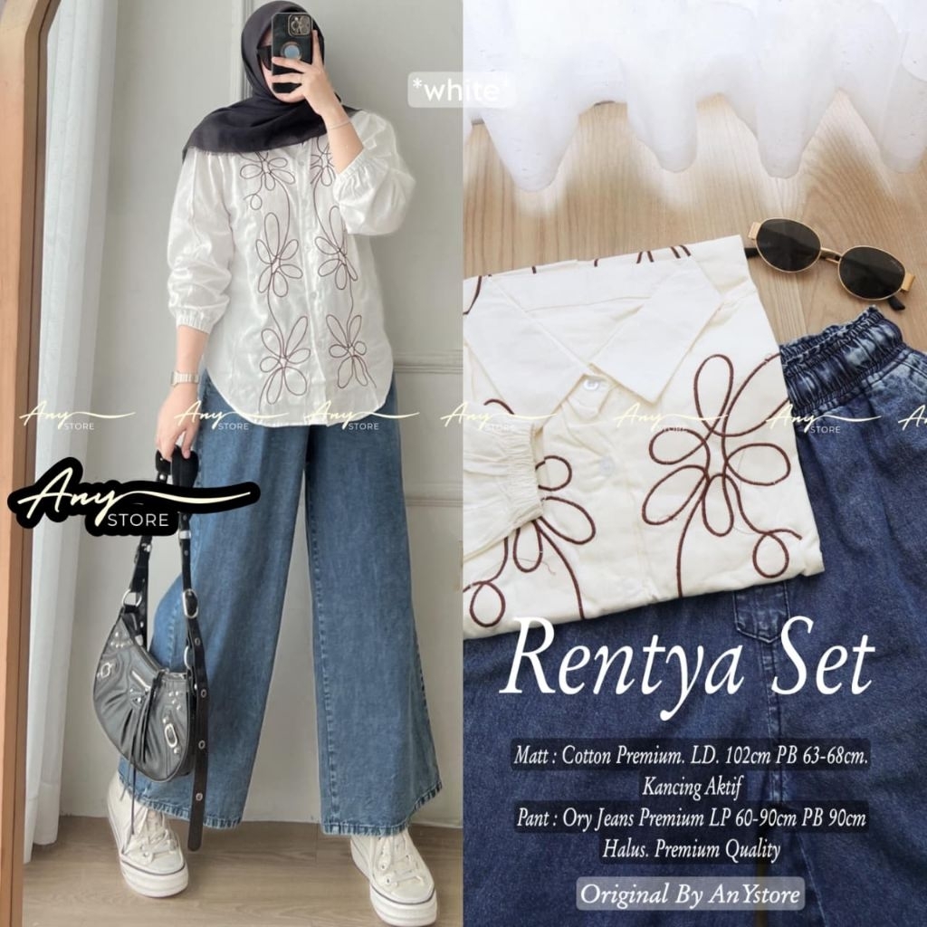 Rentya Set Kulot Jeans Mix Rayon Bordir (Any)