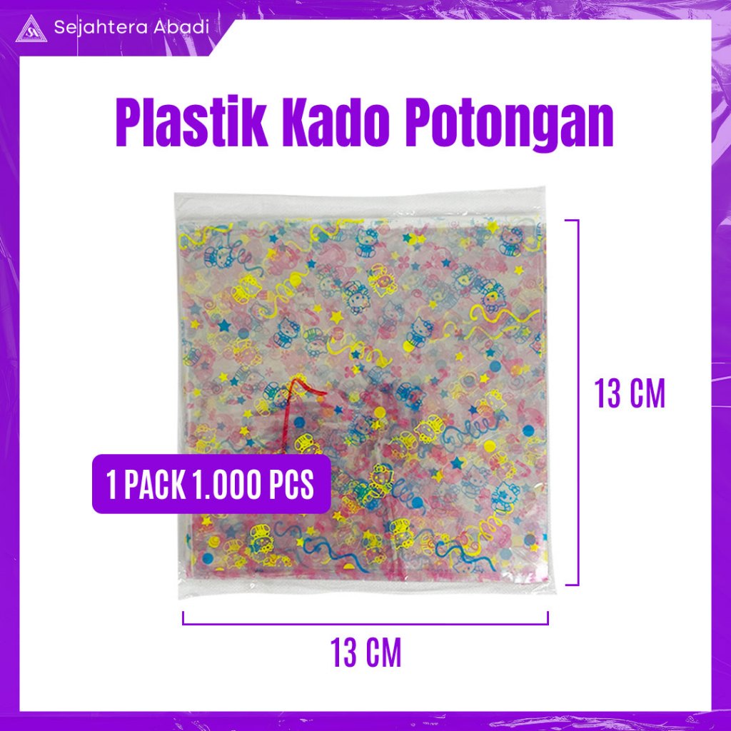 

Plastik Kado Potongan 13x13 cm – 1 Pack Isi 1000 Pcs - Plastik Bungkus Souvenir / Snack / Parcel