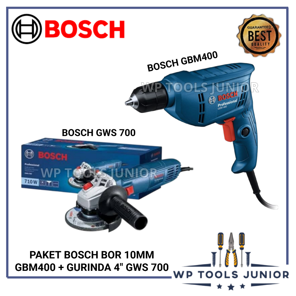 PAKET BOSCH GWS700 Mesin Gerinda Tangan 4 Inch dan BOSCH GBM400 Bor 10mm / Angle Grinder BOSCH GWS 7