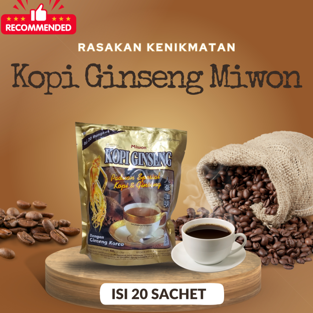 Kopi Hitam / Kopi Ginseng Miwon / Kopi Ginseng Miwon 20 Sachets