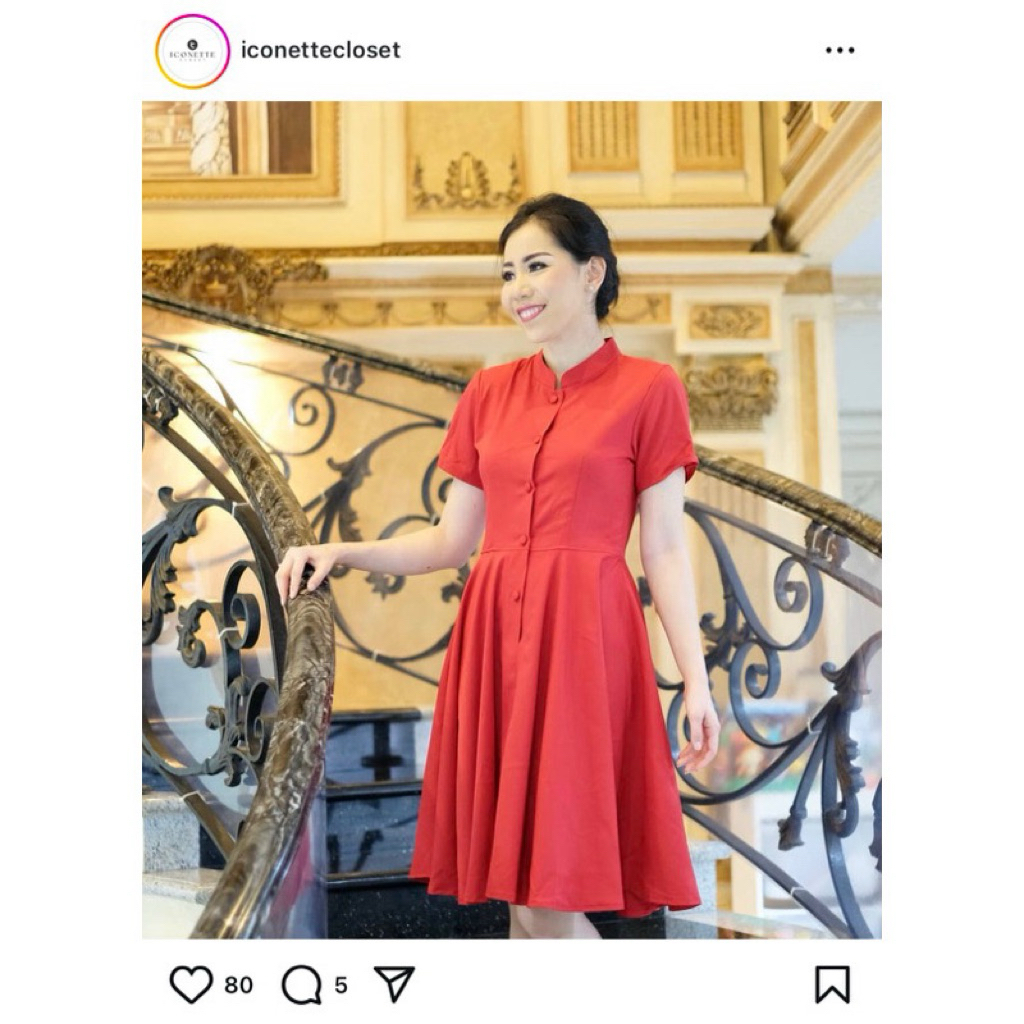 Preloved dress merah cheongsam wanita