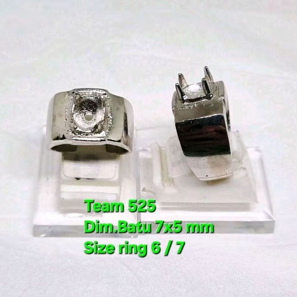 Ring emban alpaka super dim 7x5 mm cakar gigi polos / pengikat ring cincin batu akik eceran