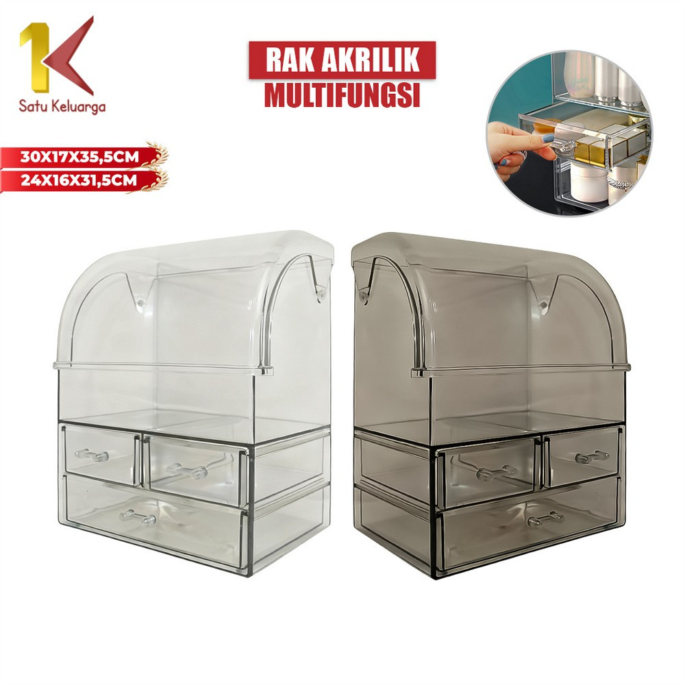 Satu Keluarga Rak Kosmetik Dengan Laci Anti Debu K132 Acrylic Storage Organizer Tempat Make Up Skinc