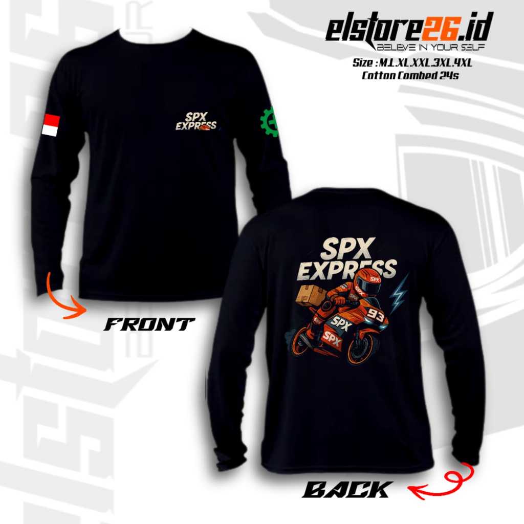 ELSTR26 Kaos Katun SPX EXPRESS | Baju Lengan Panjang Tebal Cotton Combed 24s | Pakaian Pria & Wanita