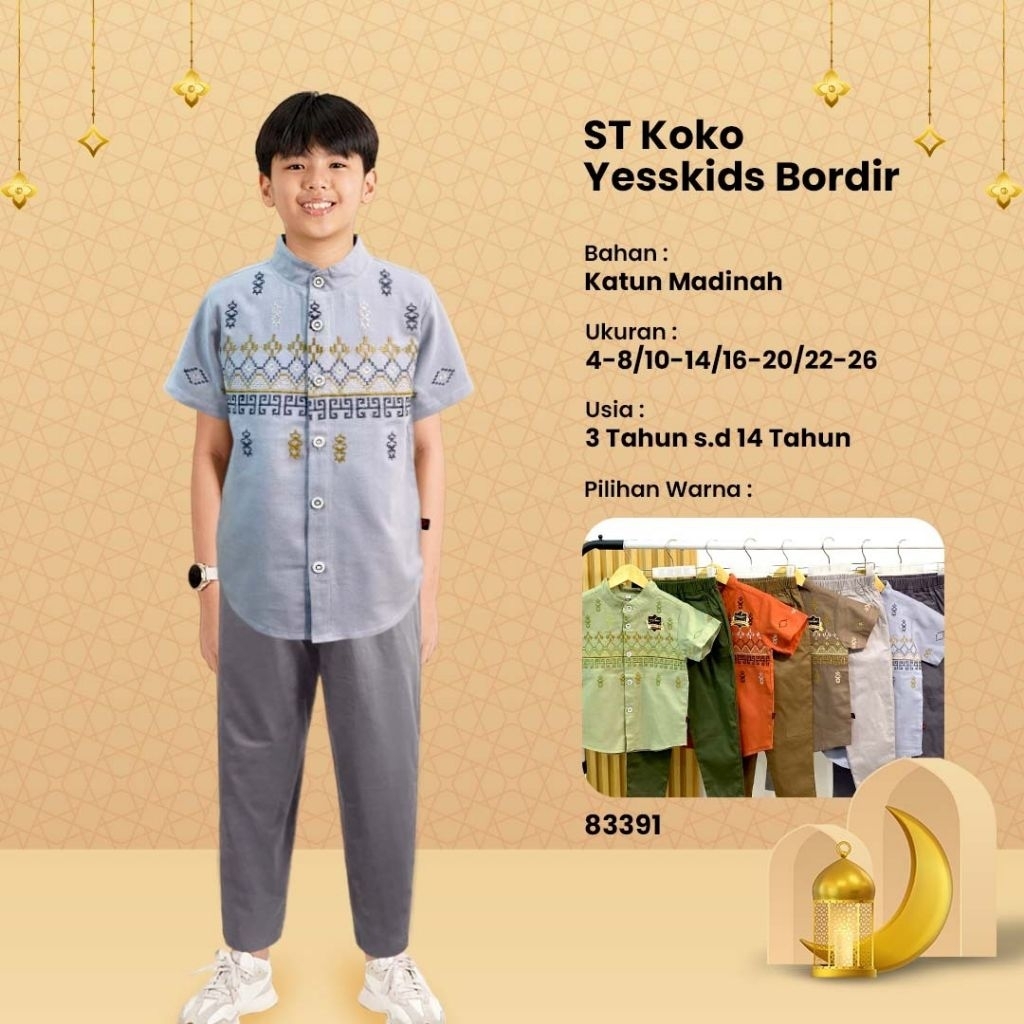 Set Koko Bordir Oriboy/ baju anak/baju anak kekinian/baju anak lucu/baju anak laki - laki