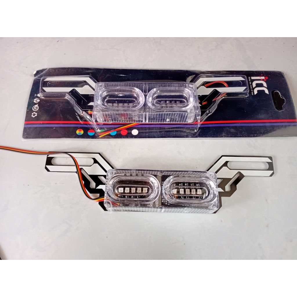 Lampu Led Brecket Plat Nomor 2 Mata Motor HJG 1 Lampu Led Stop Variasi warna Merah HJG v0579