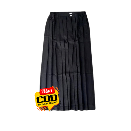 ROK SEKOLAH SMP SERAGAM SEKOLAH ROK PANJANG HITAM REMPEL BANYAK/FULL REMPEL BAHAN DRILL POLOS ANAK P