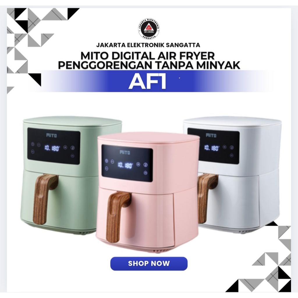 Mito Digital Air Fryer AF 1 / Penggorengan Tanpa Minyak Pan Putih 
