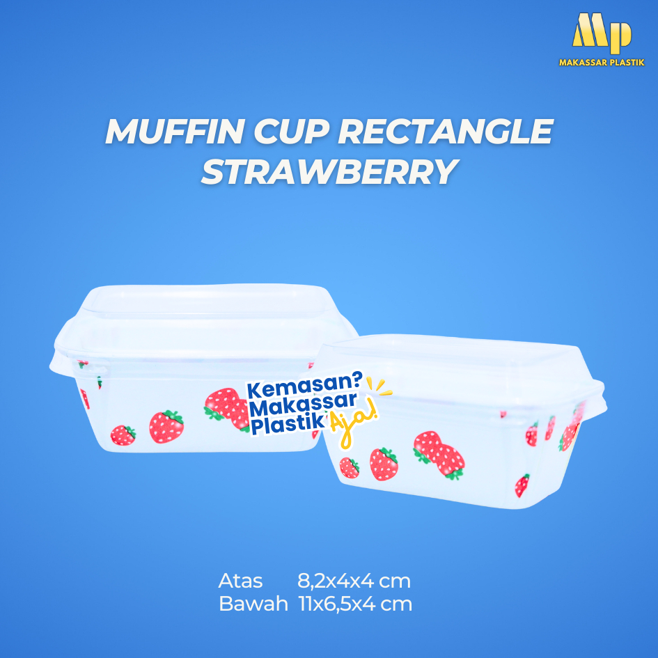 MUFFIN CUP RECTANGEL STRAWBERRY / CUP MUFFIN / KERTAS KUE MUFFIN @25 PCS