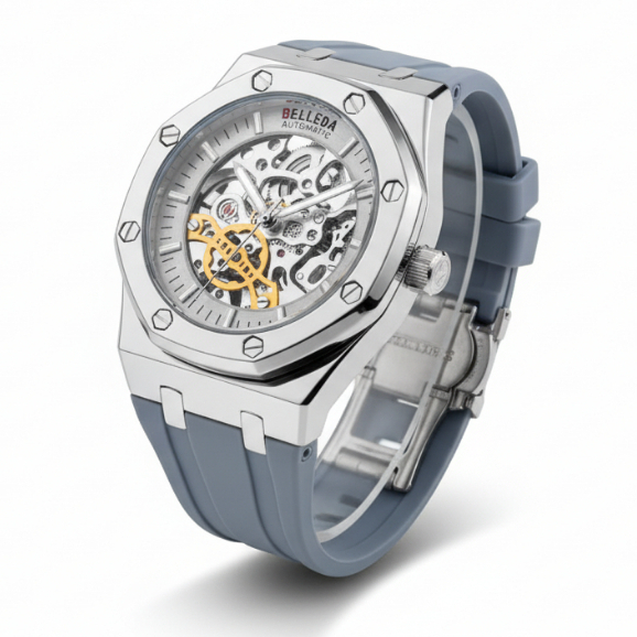 Jam Tangan Pria Belleda 9532 Automatic Rubber Original, Anti Air 30M, Garansi Resmi