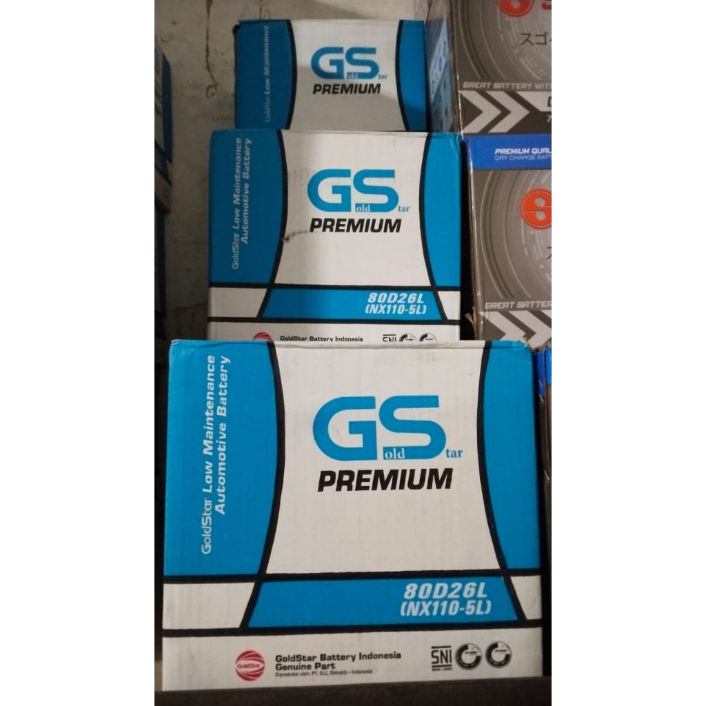 aki basah 80d26L gs goldstar premium 12v 70ah untuk Ford Escape, Hyundai New Santa Fe, Kia Carnival 