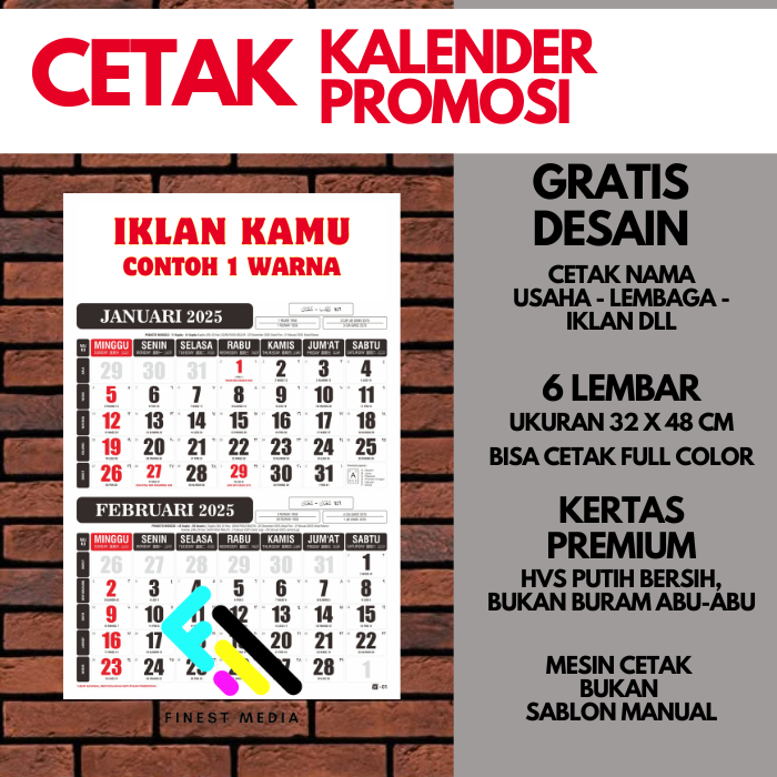 

CETAK KALENDER KERJA PAKAI NAMA USAHA UKURAN 32 X 48 CM - 6 LEMBAR