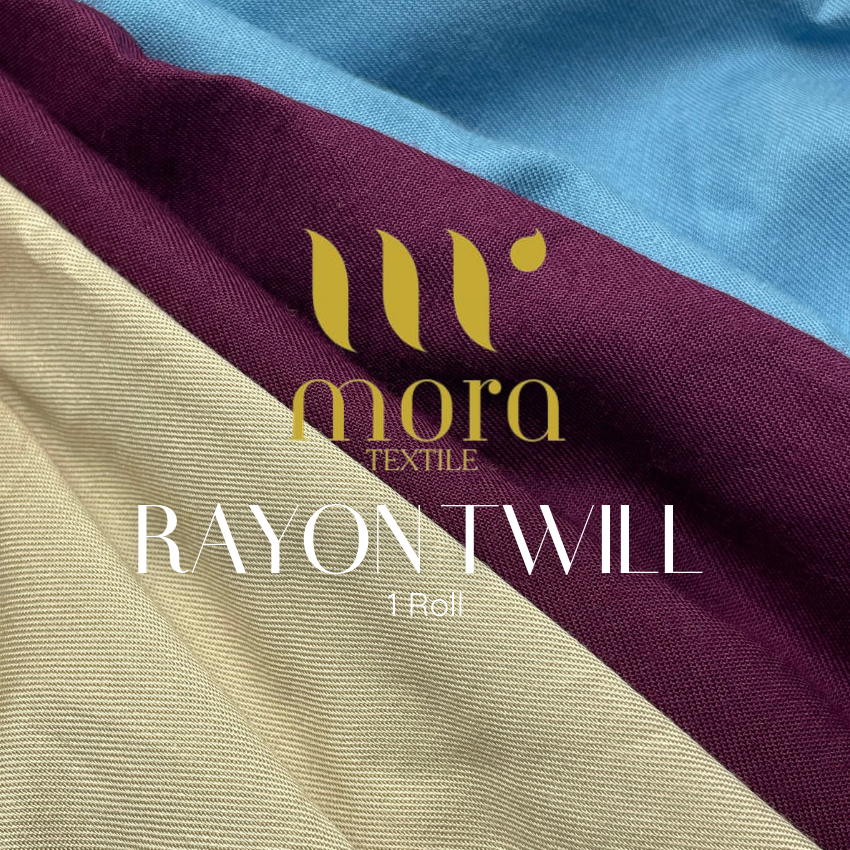Kain Rayon Twill 1 Roll Premium Grade A 100% Katun - Kain Rayon Polos II Bahan Kemeja Kulot