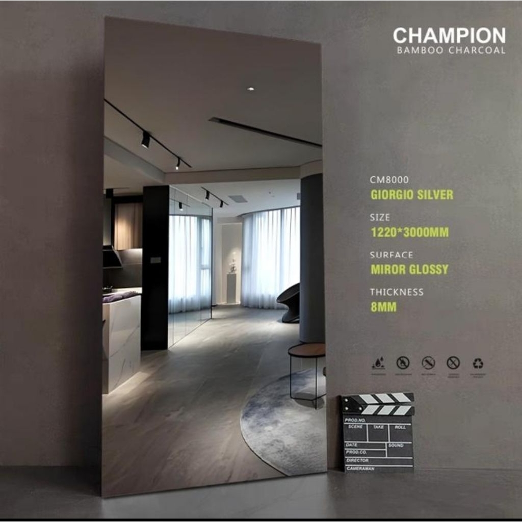 PVC board mirror / cermin pvc uk 1.22 x 8 mm x 3 mtr