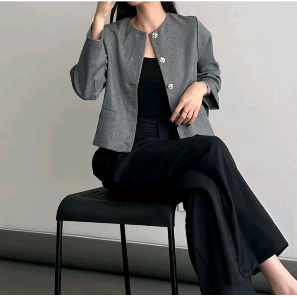 Blazer Fuji Blazer Crop Wanita Outer Lengan Panjang Wanita