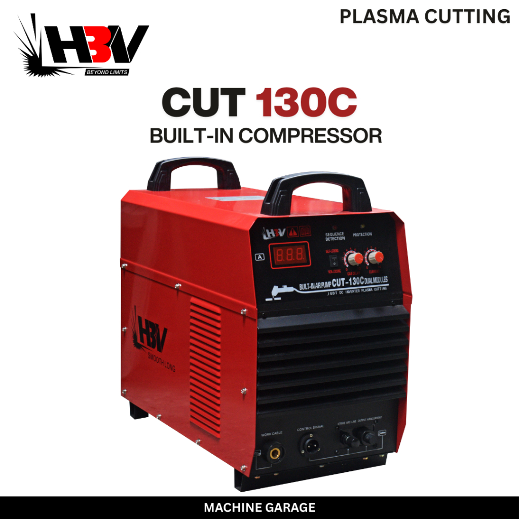 HBV CUT 130C Mesin Las Plasma Cutting Built In Compressor 130A 3 Phase 380V Potong Besi 35mm Stainless 28mm Bengkel Pabrik Industri