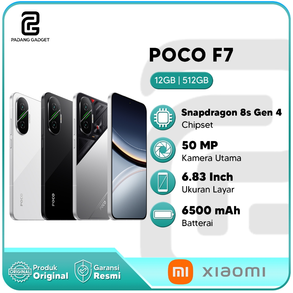 Poco F7 5G 12/512 GB Snapdragon 8s Gen 4 | 120Hz AMOLED Hp Gaming Baru Garansi Resmi