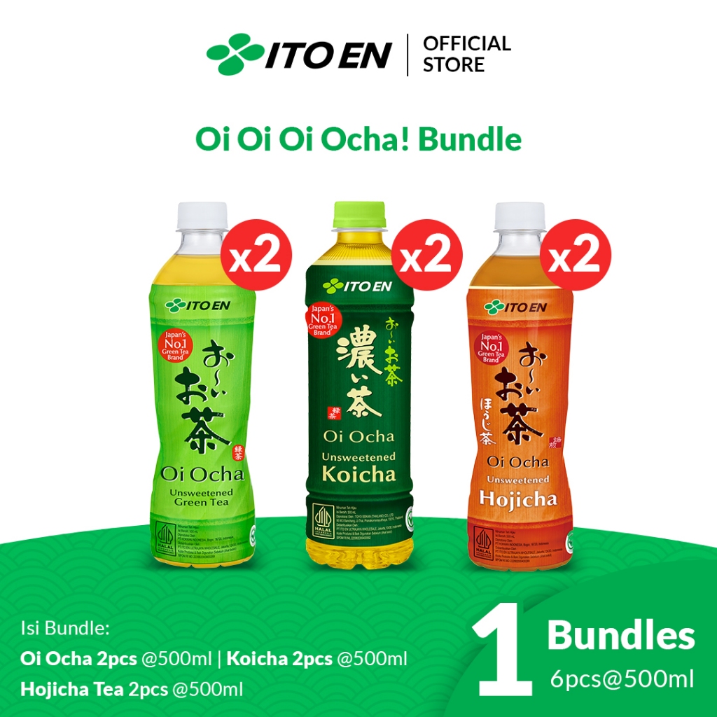 

Ito En Paket Oi Oi Oi Ocha - Oi Ocha 500ml 2 pcs, Hojicha 500ml 2 pcs, Koicha 500ml 2 pcs