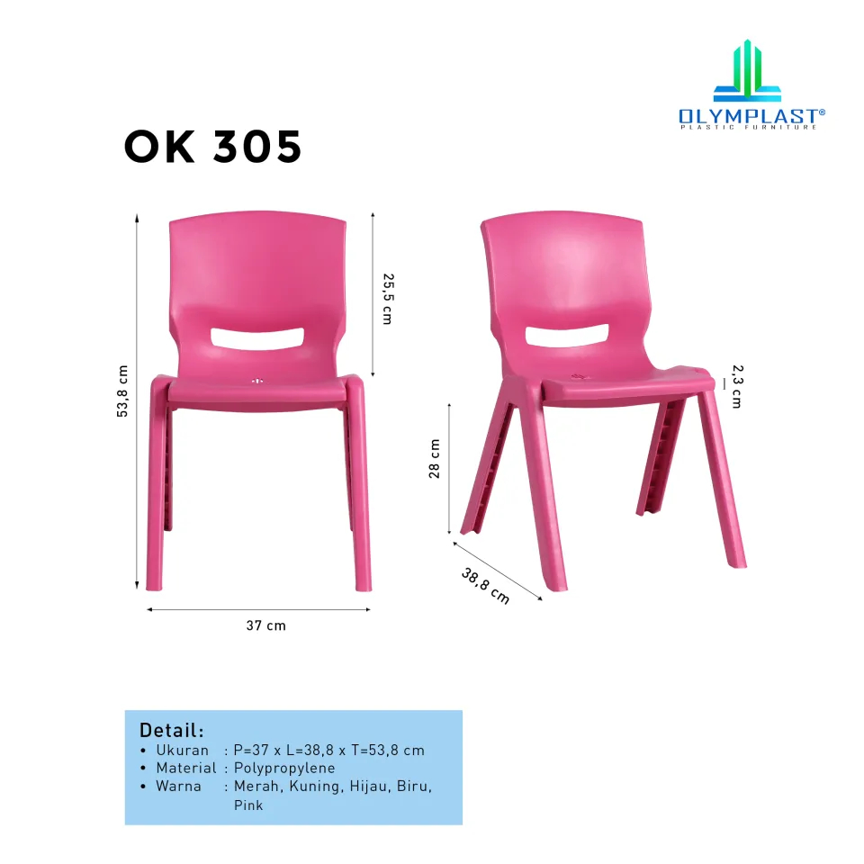 Kursi Anak TK Playground OK 305 OLYMPLAST Bangku Sender Sandaran Anak KOKOH TEBAL